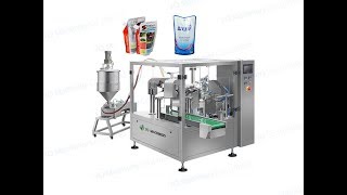 Automatic liquid stand up pouch packing machine for shampoo liquid detergent doypack system