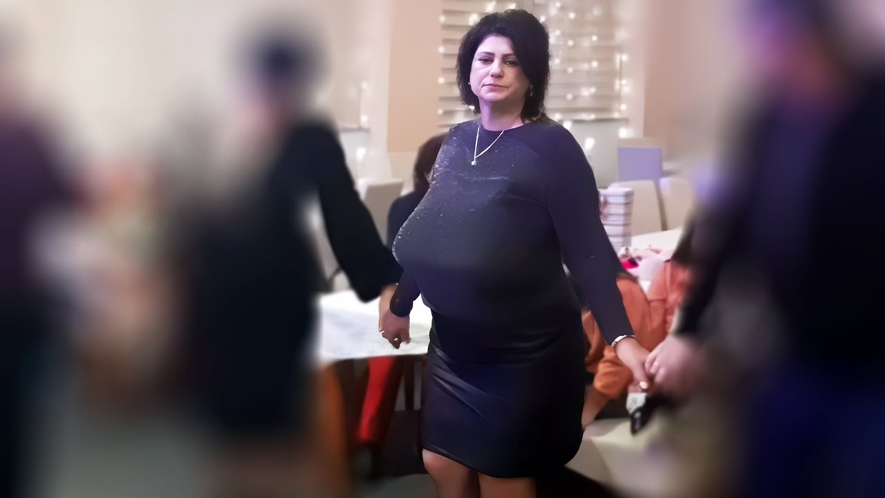 Grey Top With Black Vinyl Skirt