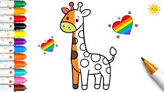 Cute Giraffe 🦒 Coloring for Kids & Toddlers | Learn Colors