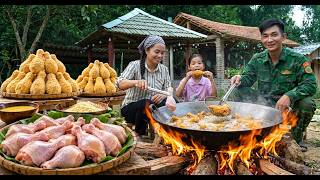 Making traditional crispy fried chicken legs with sticky rice –Cooking in a giant pan with a veteran screenshot 2