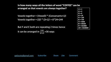 #12 Permutations and Combinations Part V Questions on repeating Letters