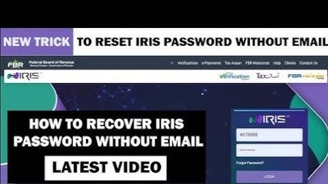without email and phone number Fbr iris password Recovery | how to Recover FBR iris password #fbr