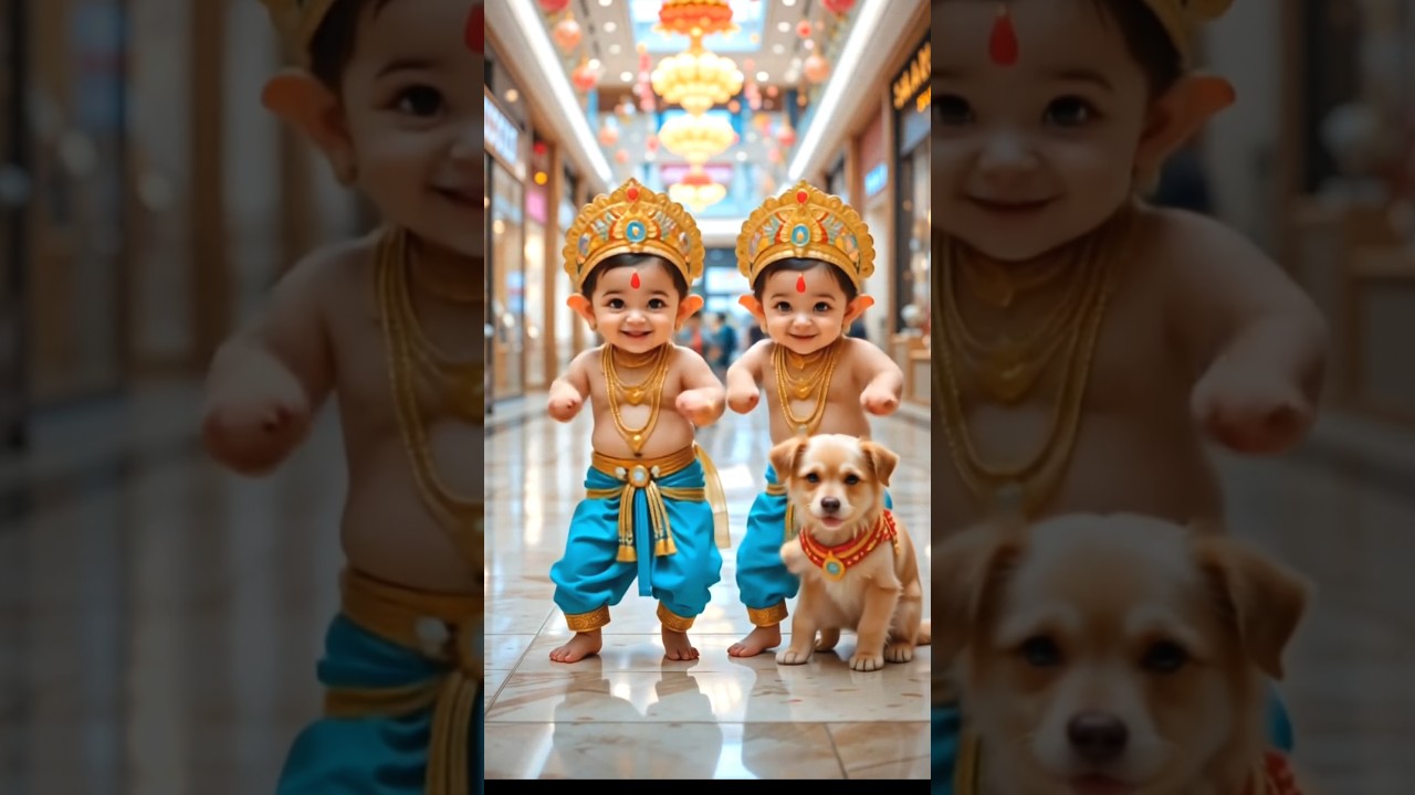 Adorable Little Ganeshas with Their Cute Puppy 🐶💙 | Cutest Twins Ever!