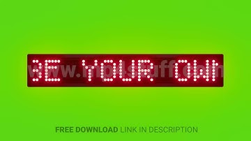 Be Your Own Hero Scrolling Red Dot Matrix LED Text Animation on Green Screen Seamless Loop