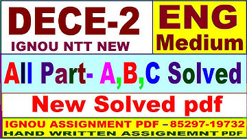 DECE 2 solved assignment ignou in English 2023-24 / dece 2 Solved Assignment 2023 / dece 2 solved