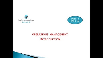 Operations Management Introduction (Tutorial in Tamil)