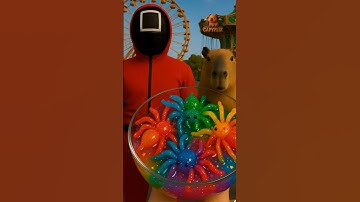 Squid Game AI Edible Spider ASMR with Capybara and Red Man #shorts #capybara #squidgame #slime #asmr