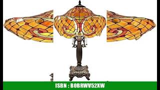 Bieye L30783 Stained Glass Tiffany Style Baroque Table Lamp with 16' Wide Lampshade, 24' Tall