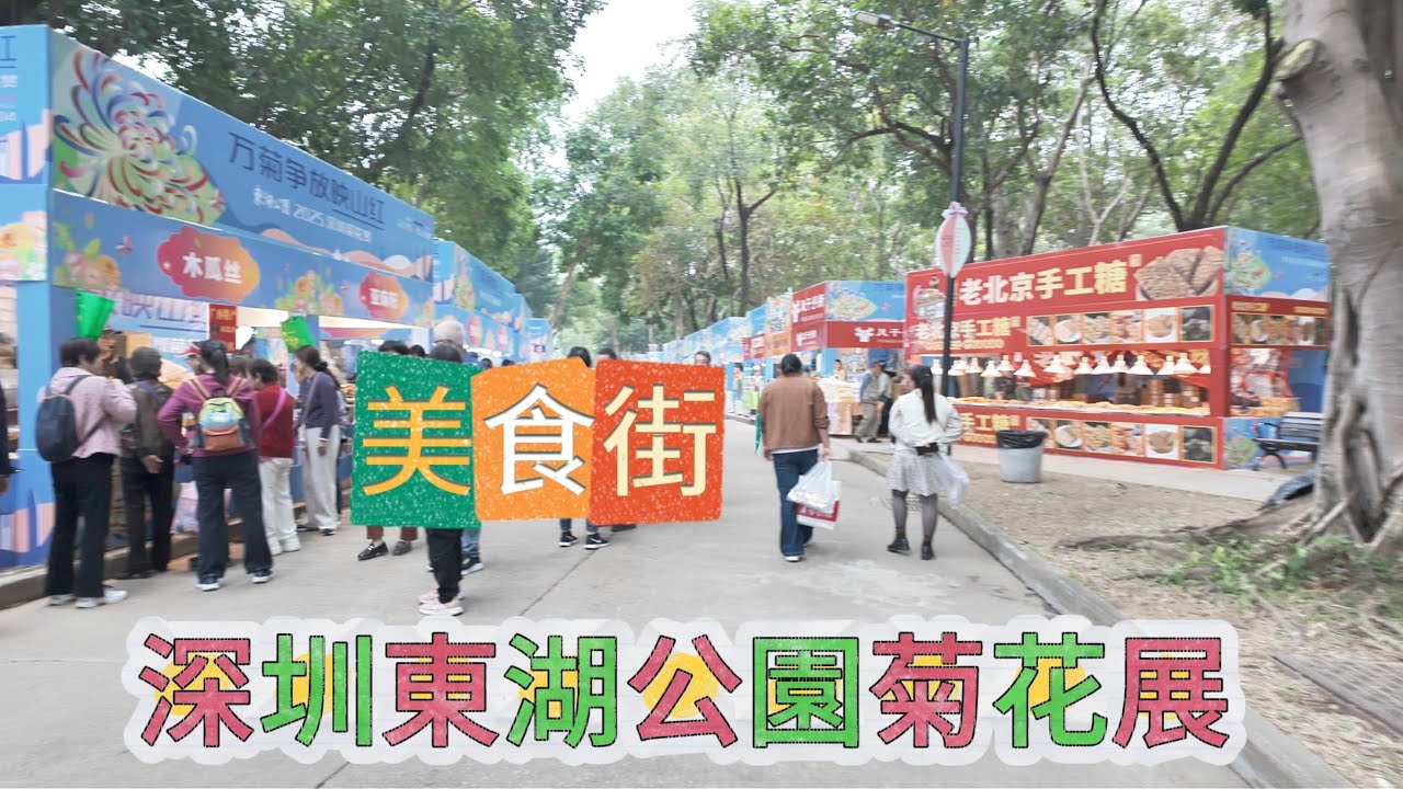 Выставка хризантем в парке Дунху, Шэньчжэнь, улица еды 