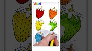 🍓 बच्चों के लिए रंग सीखें 🍎 | फल रंग भरना | Strawberry Coloring for Kids