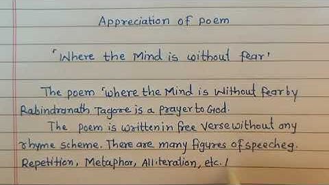 Appreciation of Poem | 1.1 Where the mind is without fear | class 10th | paragraph format