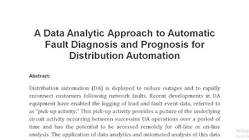 A Data Analytic Approach to Automatic Fault Diagnosis and Prognosis for Distribution Automation