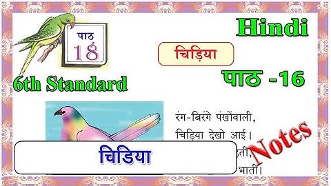 चिडिया | Chidiya | 6th standard Hindi | Chapter 18 & Question & answers | lesson 18