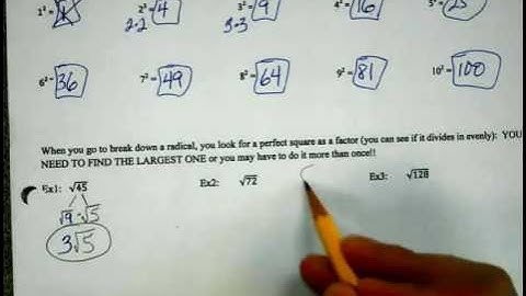 Alg 1 Unit 1 - Intro to Radicals