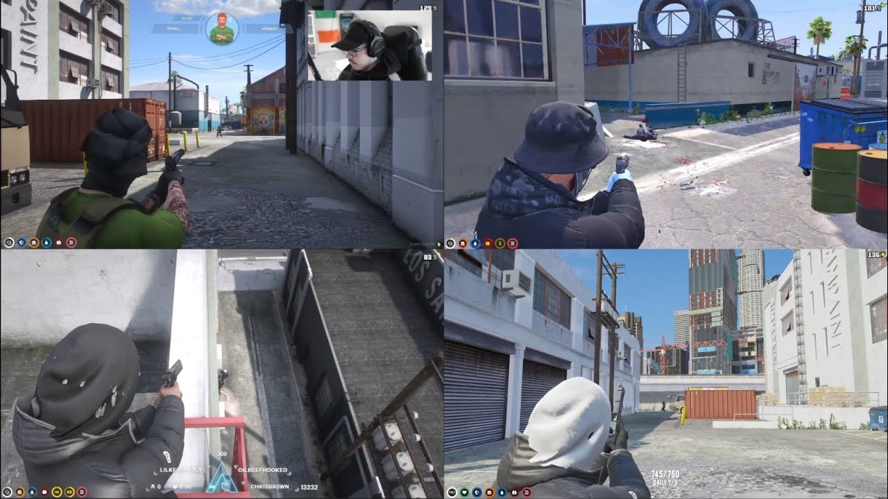 Mandem VS Seaside 3v6 Near Old Bennys (Multi POV) | NoPixel Mandem GTA RP