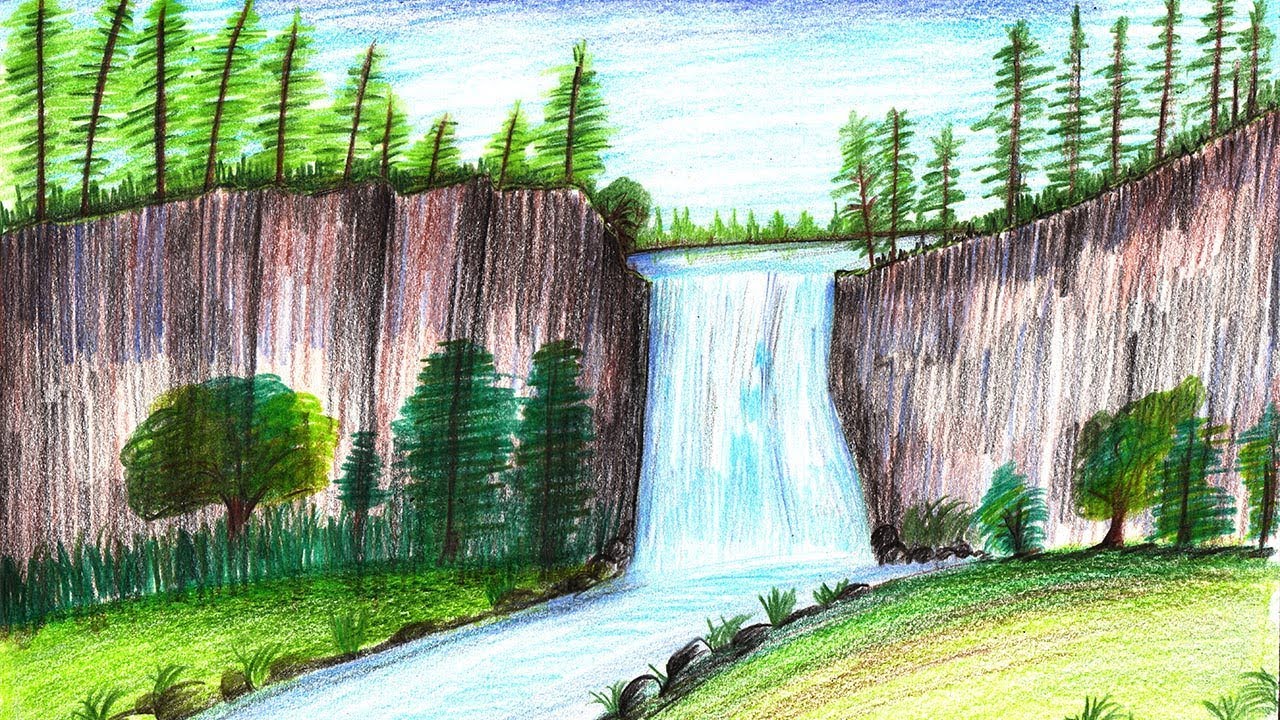 How To Draw Waterfalls Easy Steps : Easy, step by step waterfall