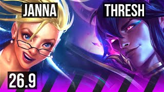 JANNA &amp; Sivir vs THRESH &amp; Brand (SUP) | Good KDA: 3/1/27 | NA Challenger | 26.9