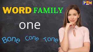 Word Family one | Four Letter Words | English Words Ending with ONE | 4 Letter Words| Rhyming words