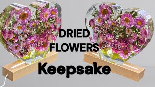Heartfelt Memorial Keepsake In Resin With Dried Flowers