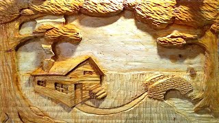 🏡 Como HACER un RETABLO TALLADO EN MADERA, [Paisaje en bajo relieve] WOODCARVING