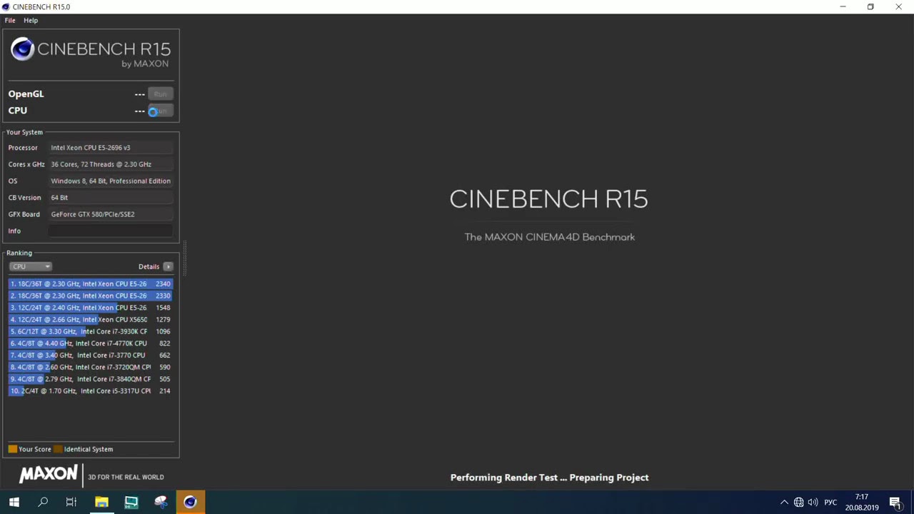 Dual Intel Xeon E5 2696 V3 Cinebench R15 Youtube