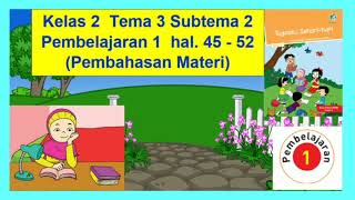 Video ini berisi pembahasan materi kelas 2 tema 3 tugasku sehari-hari
subtema di sekolah pembelajaran 1 halaman 45-52. semoga bermanfaat.