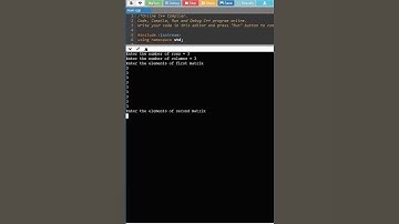 write a program to subtract two matrices in c++ #shorts
