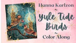 Seasons | Yule Tide Birds | Water color background and Prismas | Color Along