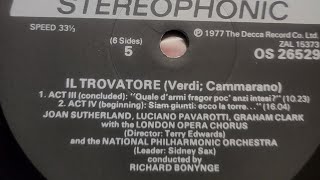 1977 Rel. Verdi Opera Il Trovatore side 5 Luciano Pavarotti Joan Sutherland 베르디 오페라 일 트로바토레 5면 파바로티