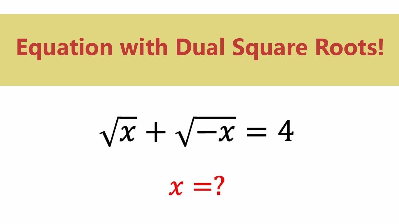 Math Magic: Solving an Equation Containing Two Square Roots! - YouTube