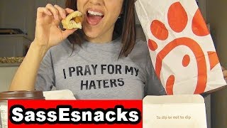 SassEsnacks ASMR: Eating Chick Fil-A Chick-n-Minis | Hash Browns | Fruit Cup + Whispering