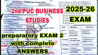2nd PUC BUSINESS STUDIES 🔥 preparatory exam 2 key ANSWERS all sections, 2025-26 EXAM 