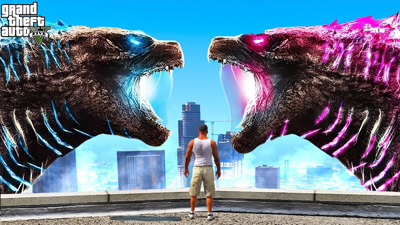 NEW EMPIRE GODZILLA VS  GODZILLA Fight in GTA 5 ||The New Empire Attack Franklin || Gta 5 Tamil