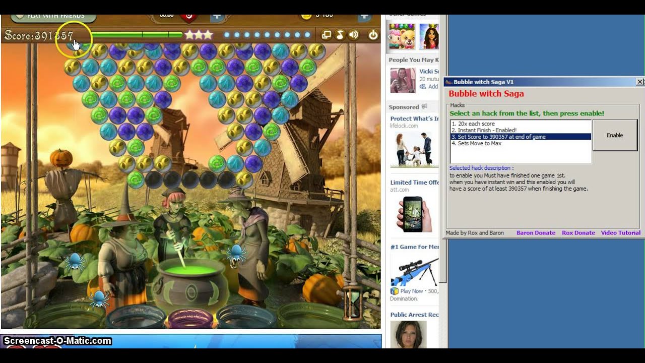 Bubble Witch saga trainer Usage Video