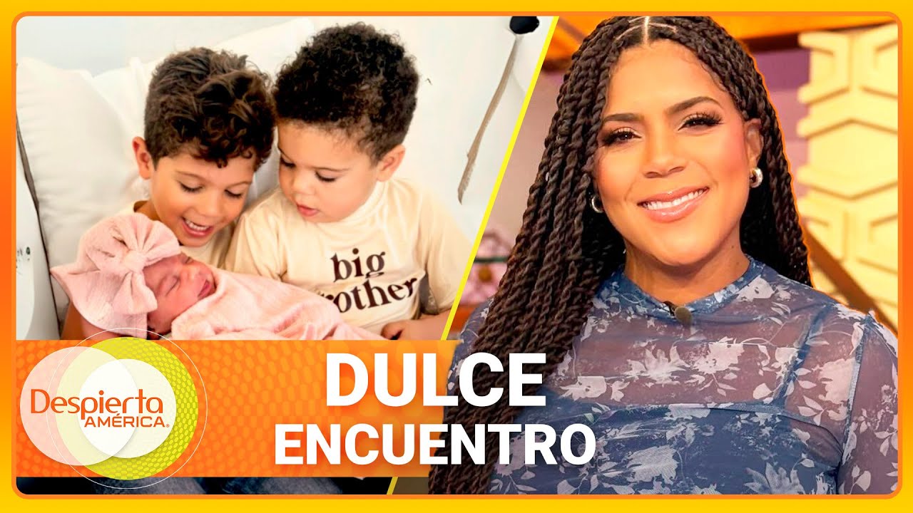 Hijos de Francisca en tierno momento al conocer a su hermanita | Despierta América | 28 julio
