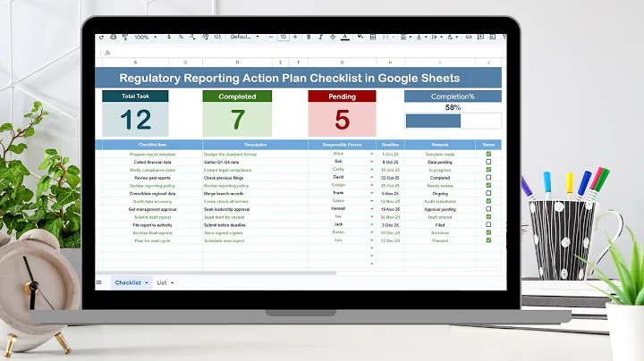Regulatory Reporting Action Plan Checklist in Google Sheets