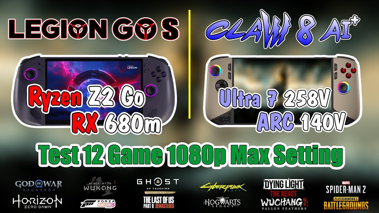 MSI Claw 8 Ai ( ARC 140V ) Vs Legion Go S ( RX 680m ) Test 12 Game Medium Setting TDP 25W