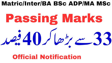 Breaking News Passing Marks 40% Matric Inter - Successful Graduate BA BSc ADP MA MSc ADA ADS ADc