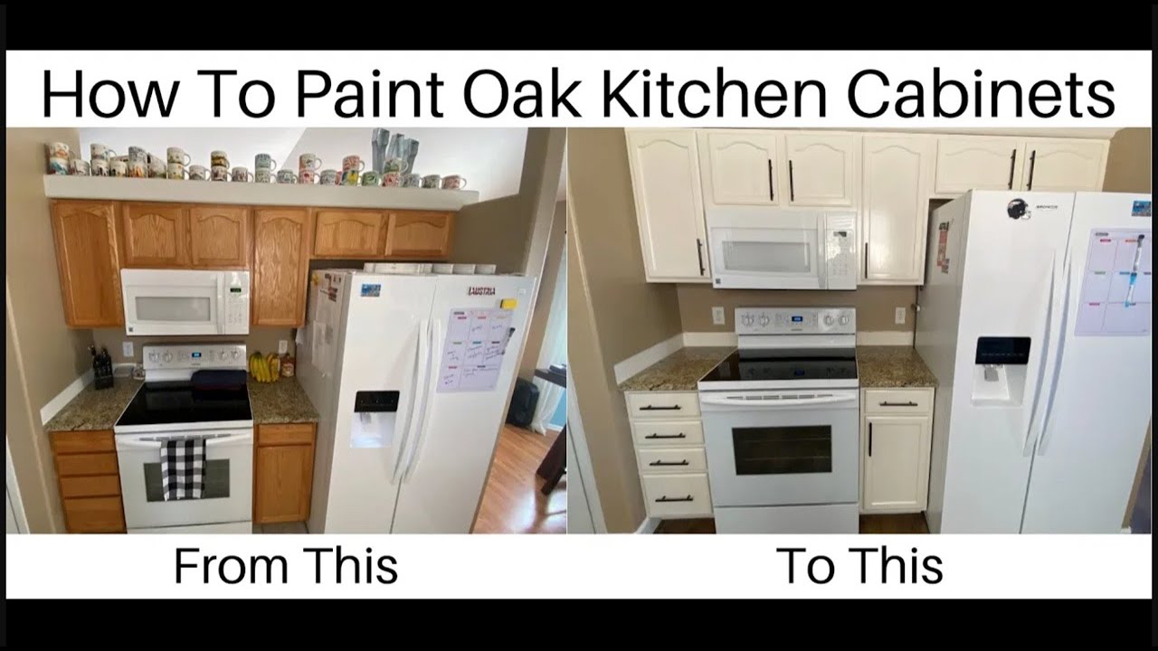 Painting my Oak Kitchen Cabinets - YouTube