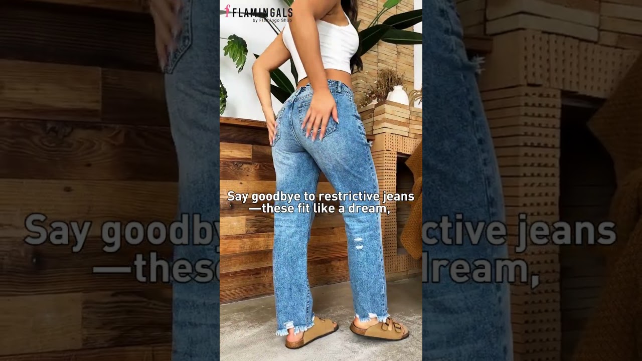 Ripped Raw Hem Mid Rise Straight Leg Cropped Jeans 