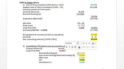 Video 5, Question 3: Part 2 - Business Combinations (Entity Theory) (aka Fair Value Enterprise (FVE)