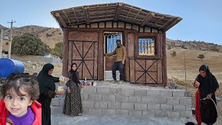 A Fresh Home with Fresh Paint 🎨 Shokat and the Camping Man Work on the Front Wall of the Cabin 🧱🏔️