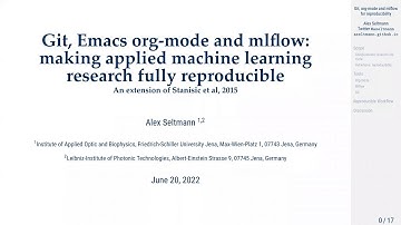 Git, Emacs org-mode and mlflow: making applied machine learning research fully reproducible