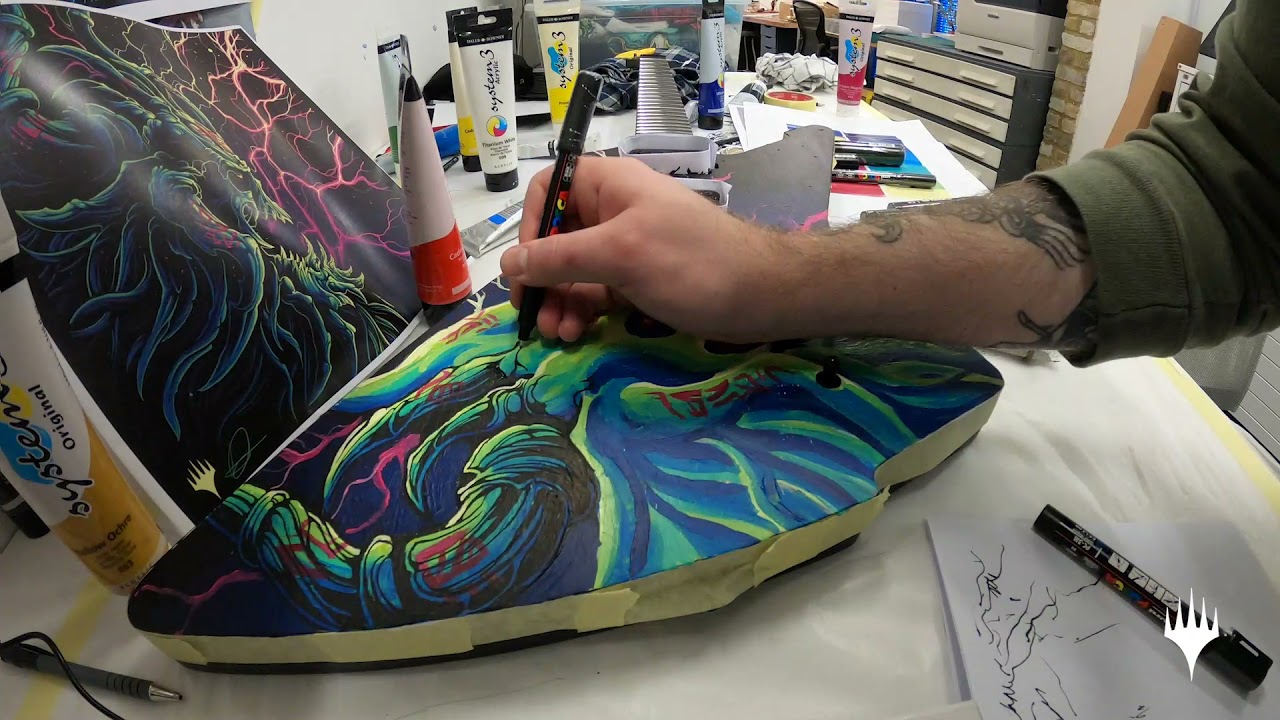 Magic the Gathering - Custom Guitar Timelapse