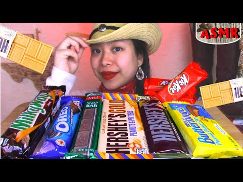 ASMR 咀嚼音 MOST POPULAR CHOCOLATE CANDY BARS KITKAT OREO HERSHEY No Talking EATING SOUND| Cowgirl ASMR