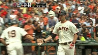 MIL@SF: Belt swats three-run homer for an early lead
