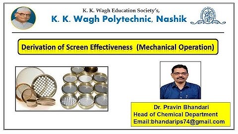 Derivation of Screen Effectiveness Mechanical Operation