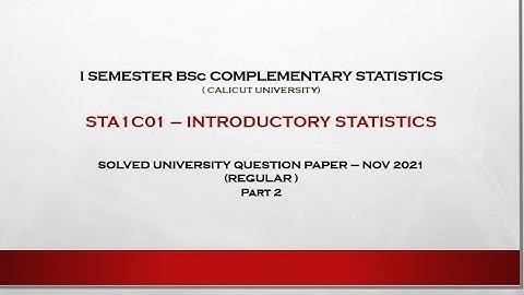 I BSc COMPLEMENTARY STATISTICS|SOLVED QUESTION PAPER|REGULAR|NOV 2021|PART2