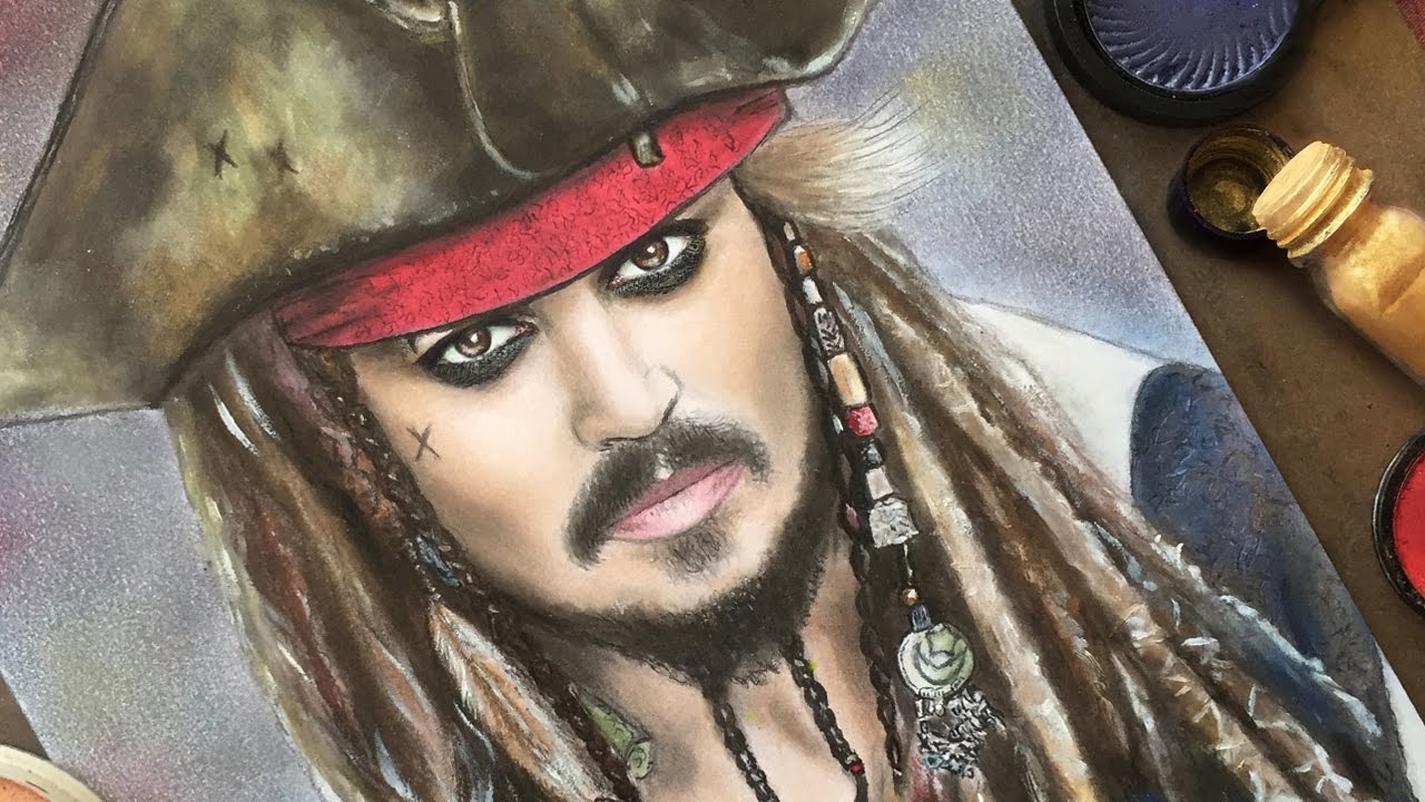 Drawing Captain Jack Sparrow With Makeup Johnny Depp In Pirates Of