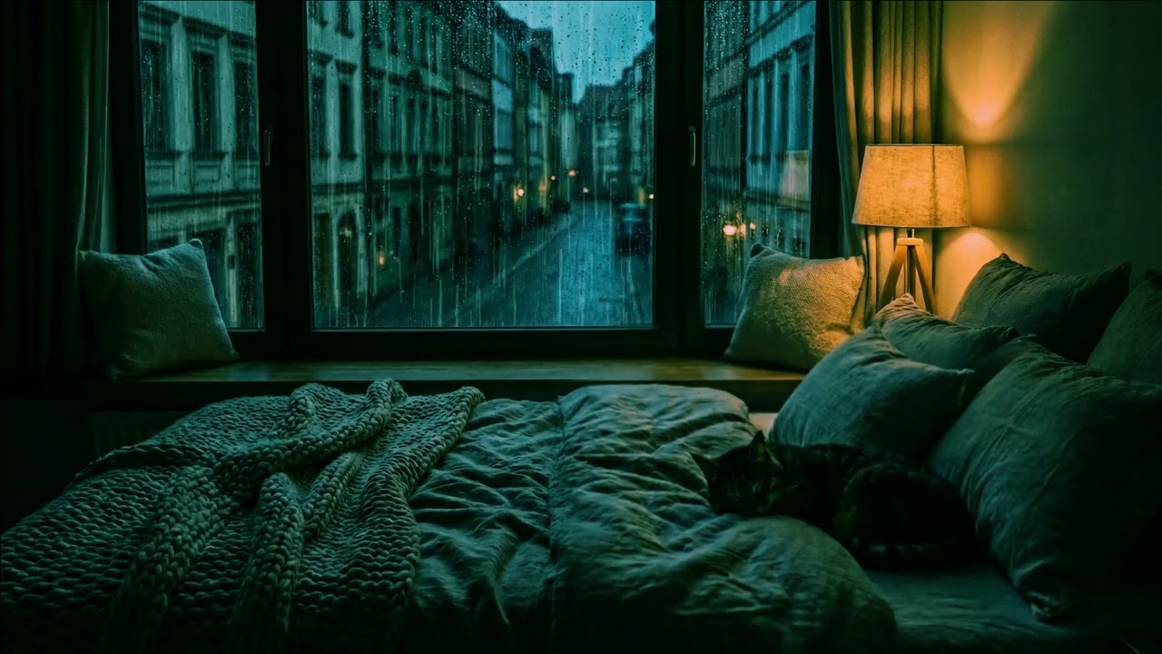 Heavy Rain for Sleep & Relaxation | Cozy Bedroom Ambience | Subtle Music
